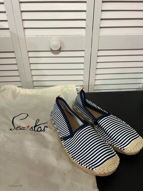 Sea Star Navy & White Stripe Women's Espadrille Flats